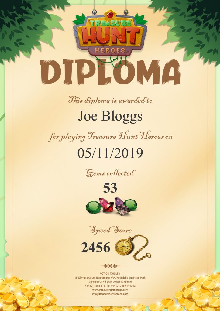 Treasure Hunt Heroes Diploma